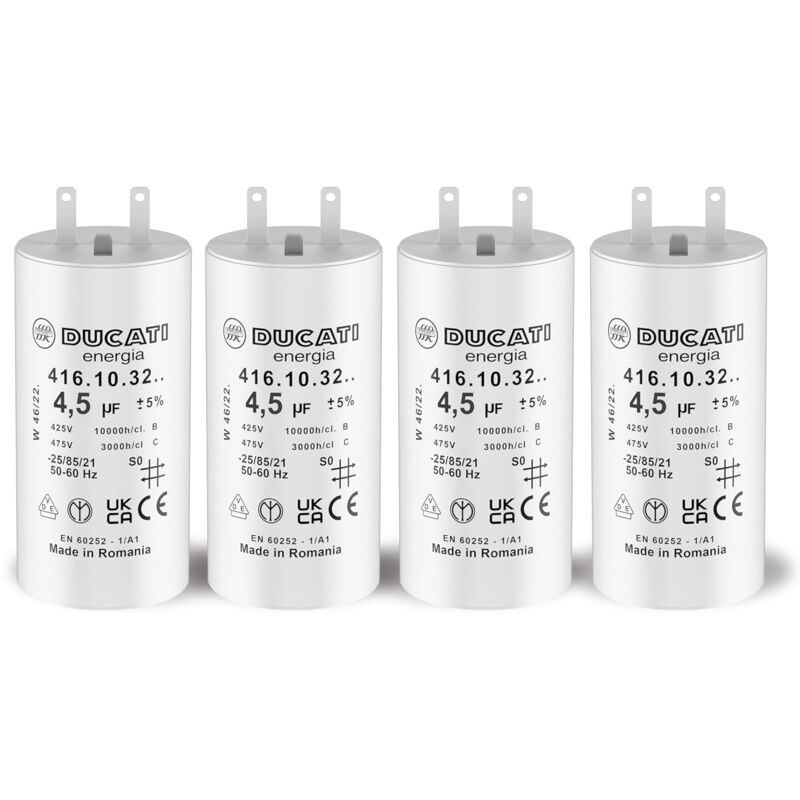 Lot de 4 Condensateurs 2,5 uF pour Moteur de Volet Roulant Somfy Durée de Vie 10 000 Heures Condensateur Cylindrique Ducati