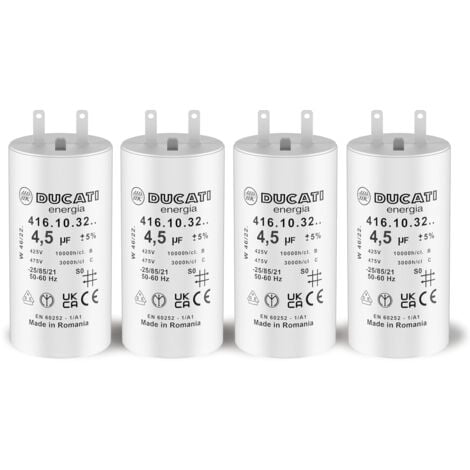 DUCATI ENERGIA Lot de 4 Condensateurs 2,5 uF pour Moteur de Volet Roulant Somfy Durée de Vie 10 000 Heures Condensateur Cylindrique Ducati