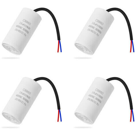 Lot de 4 condensateurs CBB60 450v 16uf 50/60HZ condensateur de démarrage , condensateur de moteur, condensateur de moteur, condensateur microfarad avec fil JALLERIA