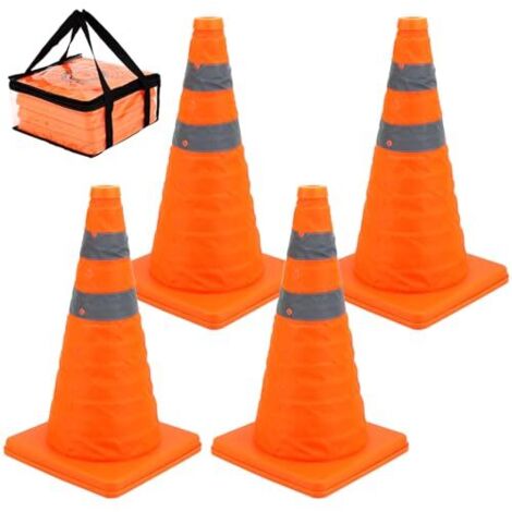 Lot de 4 cônes de sécurité Pliables de 45 cm, cônes de sécurité réfléchissants, cônes de stationnement sur Route pour Avertissement d'urgence