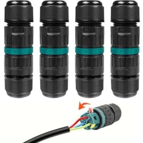Lot de 4 Connecteur Etanche 3 Fils, Connecteurs de Fils Étanches, Boite de Jonction Electrique, Raccord Electrique Etanche IP68, Connexion de Câble Extérieur de Manchon pour Câble Sou