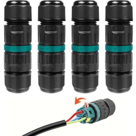 Lot de 4 Connecteur Etanche 3 Fils, Connecteurs de Fils Étanches, Boite de Jonction Electrique, Raccord Electrique Etanche IP68, Connexion de Câble Extérieur de Manchon pour Câble Souterrain