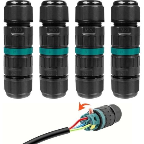 Lot de 4 Connecteur Etanche 3 Fils, Connecteurs de Fils tanches, Boite de Jonction Electrique, Raccord Electrique Etanche IP68, Connexion de Cble Extrieur de Manchon pour Cble Souterrain