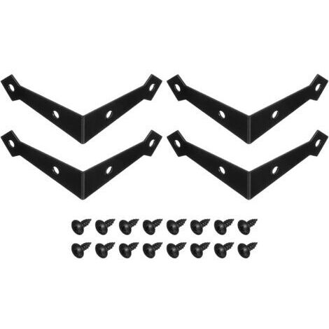Lot de 4 connecteurs d'angle décoratifs – 7,4 x 7,4 x 2,1 cm – protections d'angle métalliques avec vis pour meubles en bois – noir