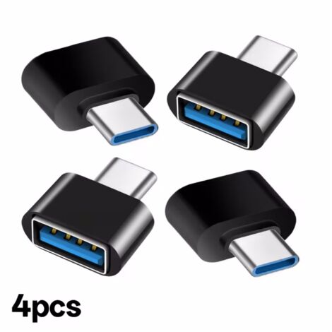 Lot de 4 convertisseurs USB-C vers USB pour MacBook, Samsung Galaxy, PC, tablette et périphériques