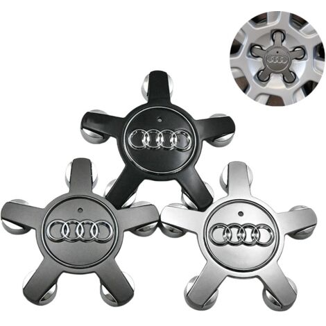 Lot de 4 convient pour les enjoliveurs de roue à cinq griffes Audi A4L//A5/A6L/A7/A8L/Q5/S6/TT/R8, enjoliveurs de roue à cinq griffes noirs 135 mm - argent (4F0601165N)