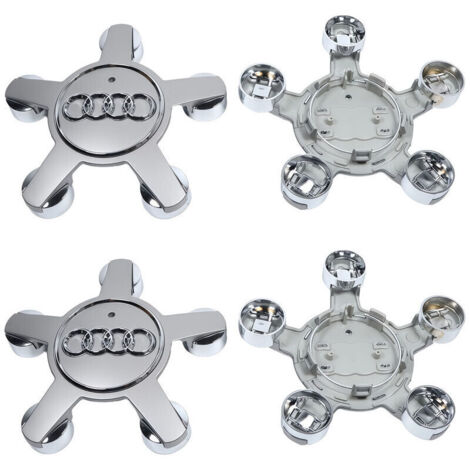 Lot de 4 convient pour les enjoliveurs de roue à cinq griffes Audi A4L//A5/A6L/A7/A8L/Q5/S6/TT/R8, enjoliveurs de roue à cinq griffes noirs 135 mm - gris (4F0601165N)