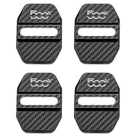 Lot de 4 coques de protection pour serrures de portières de voiture Fiat 500x, motif fibre de carbone, emblèmes inclus --