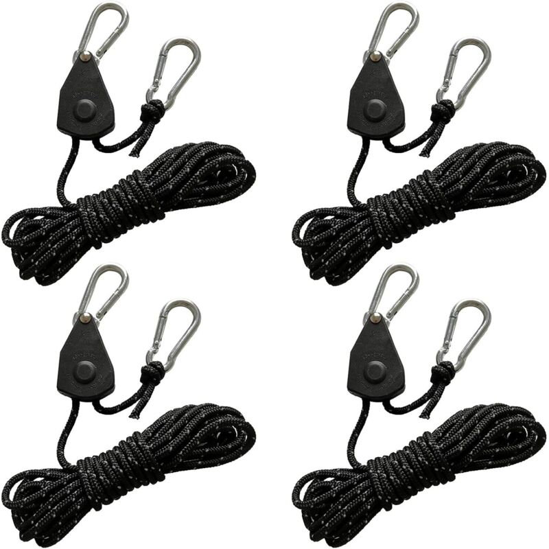 Gabrielle - Lot de 4 cordes de tension réfléchissantes de 4 m avec tendeur de corde, corde réglable à cliquet avec crochet, corde de paracorde, corde