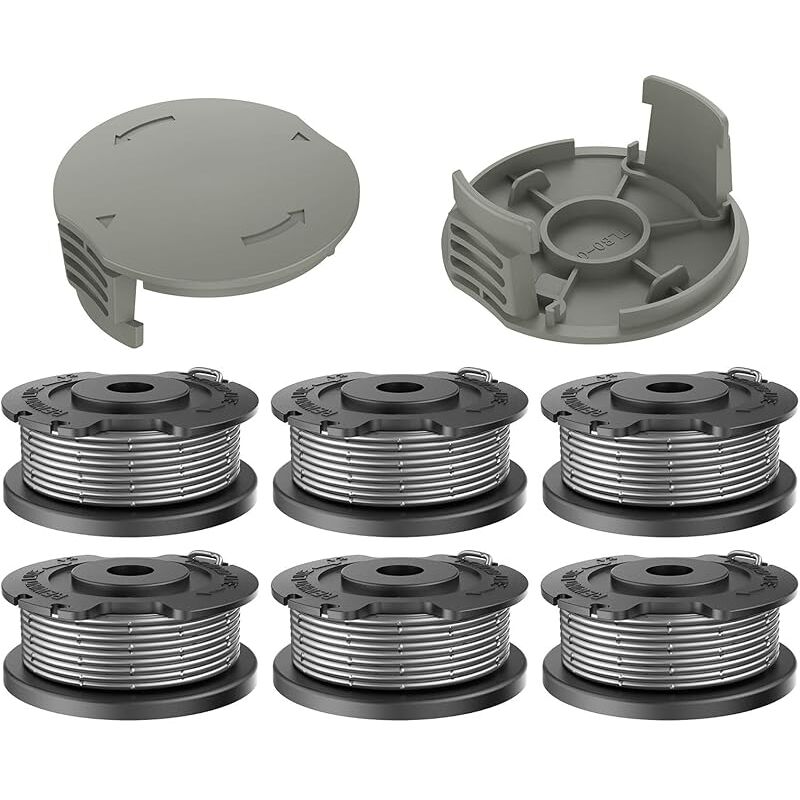 Lot de 6 Coupe Bordure Bobine de Rechange en Nylon F016800569 Compatible avec Bosch EasyGrassCut 18 23 26 sl (6 Bobines de Fil, 2 Couvercles de