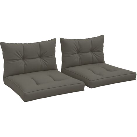 Lot de 4 coussins assises dossiers fauteuils de jardin - effet capitonné - polyester anthracite