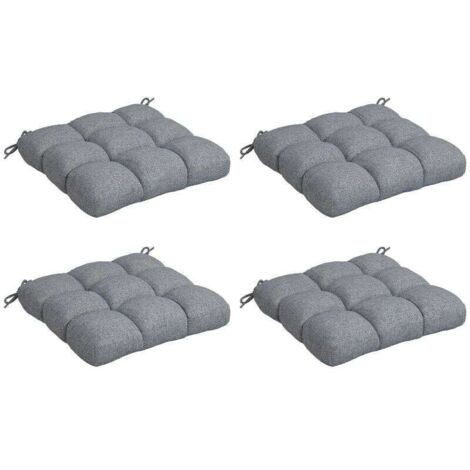 Lot de 4 coussins chaise jardin capitonnés 48x48cm, couleur gris
