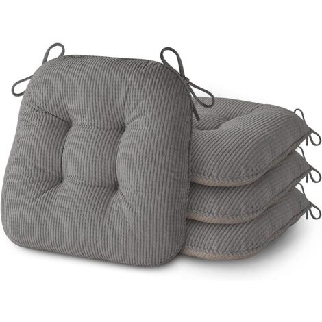 Lot de 4 coussins d'assise pour chaises de salle à manger, cuisine et salle à manger, meubles de cuisine et de salle à manger, 43 x 40 x 8 cm, gris