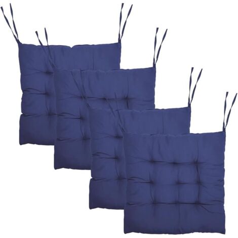Lot de 4 Coussins de Chaise, 40 x 40 cm, Coussin pour Chaise d'Intérieur Argenté, Coussins Disponibles à l’intérieur et à l’extérieur, Coussins de Chaise pour (Bleu Royal)