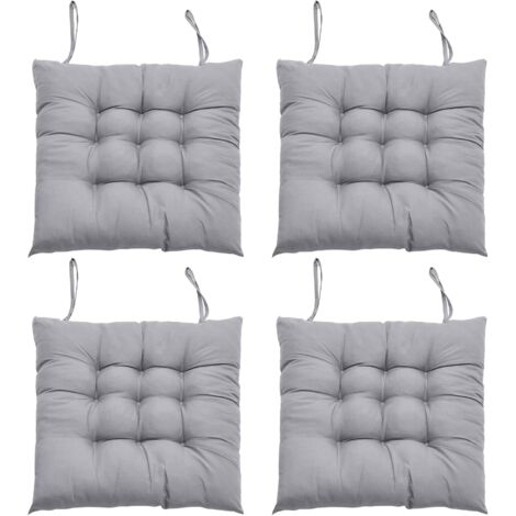Lot de 4 coussins de chaise avec liens - Confortables - 40 x 40 cm - Pour chaise de bureau, jardin, balcon, intérieur et extérieur - Pour salle à manger, salon, bureau - Gris