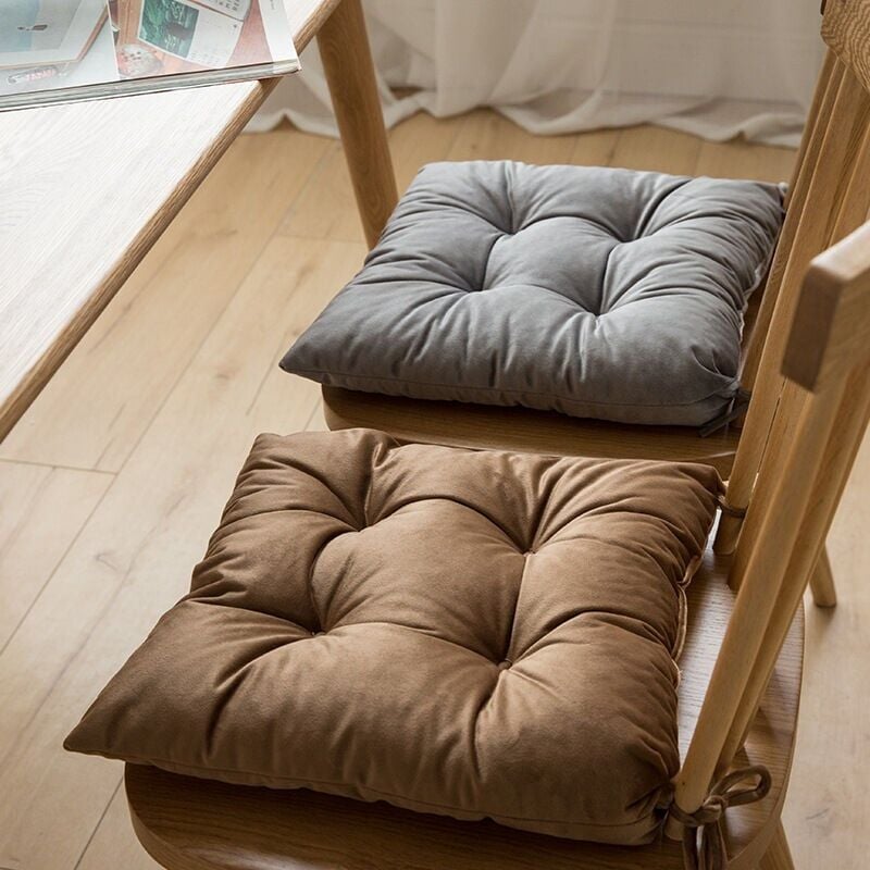 Lot de 4 Coussins de Chaise avec Rubans, 35x35 cm, lavables en Velours de Cristal, Coussins pour chaises de Jardin, chaises de Bureau, chaises de