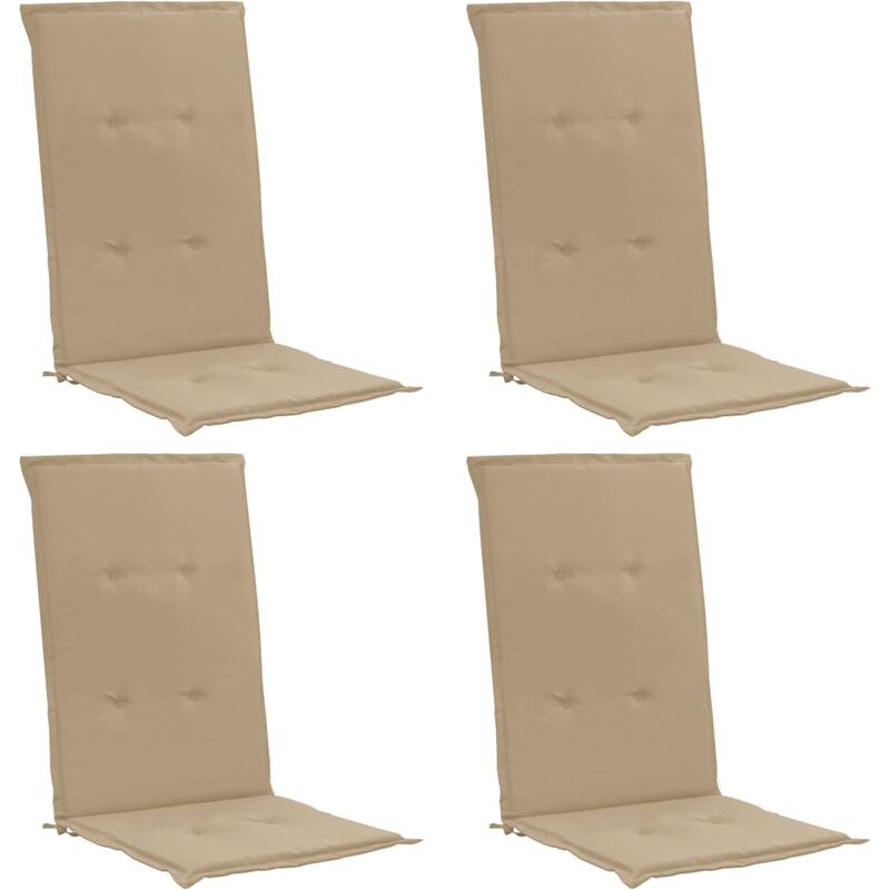 lot de 4 coussins de chaise de jardin 100% polyester imperméable beige 120 x 50 x 3 cm