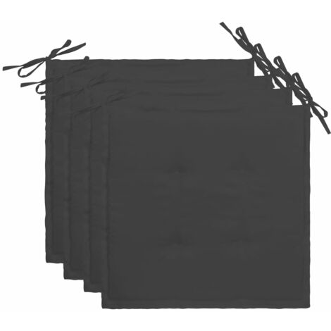 lot de 4 coussins de chaise de jardin 100% polyester imperméable anthracite 40x40x3 cm - noir