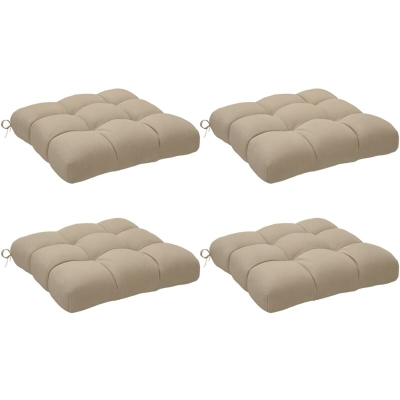 Lot de 4 coussins de chaise de jardin avec attaches kaki