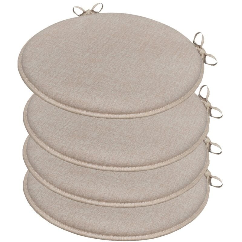 Emmevi Mv S.p.a. - Lot De 4 Coussins De Chaise Rond Coton Lavable Doux Housse De Chaise Couleur Unie Pastel - Marron