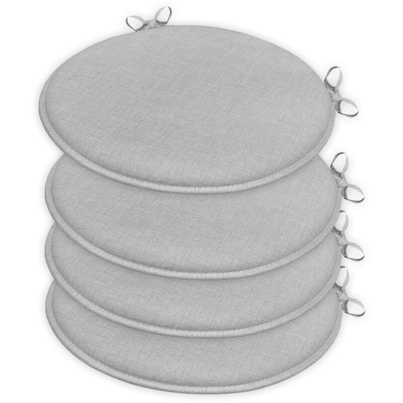 Emmevi Mv S.p.a. - Lot De 4 Coussins De Chaise Rond Coton Lavable Doux Housse De Chaise Couleur Unie Pastel - Gris
