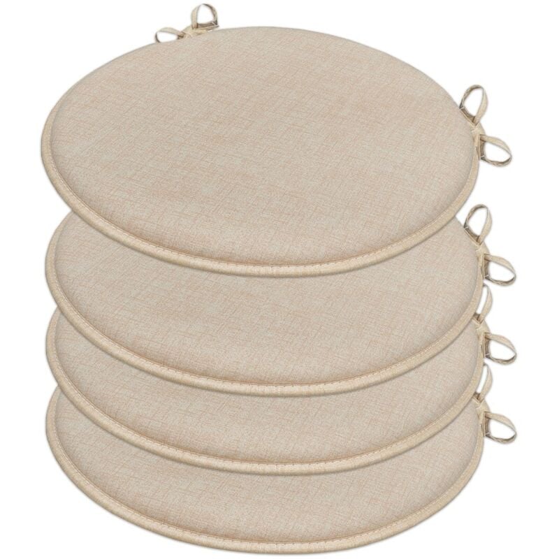 Emmevi Mv S.p.a. - Lot De 4 Coussins De Chaise Rond Coton Lavable Doux Housse De Chaise Couleur Unie Pastel - Beige