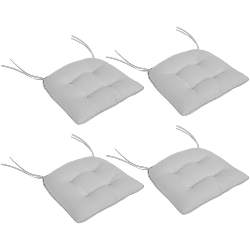Lot de 4 coussins de chaises de jardin polyester gris clair