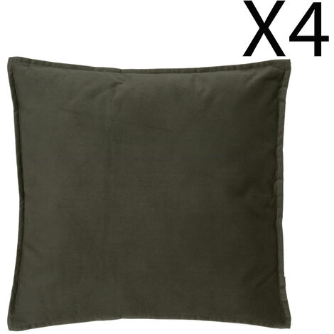 Lot de 4 coussins déhoussables en polyester coloris vert kaki - longueur 45 x Profondeur 5 x Hauteur 45 cm -PEGANE-