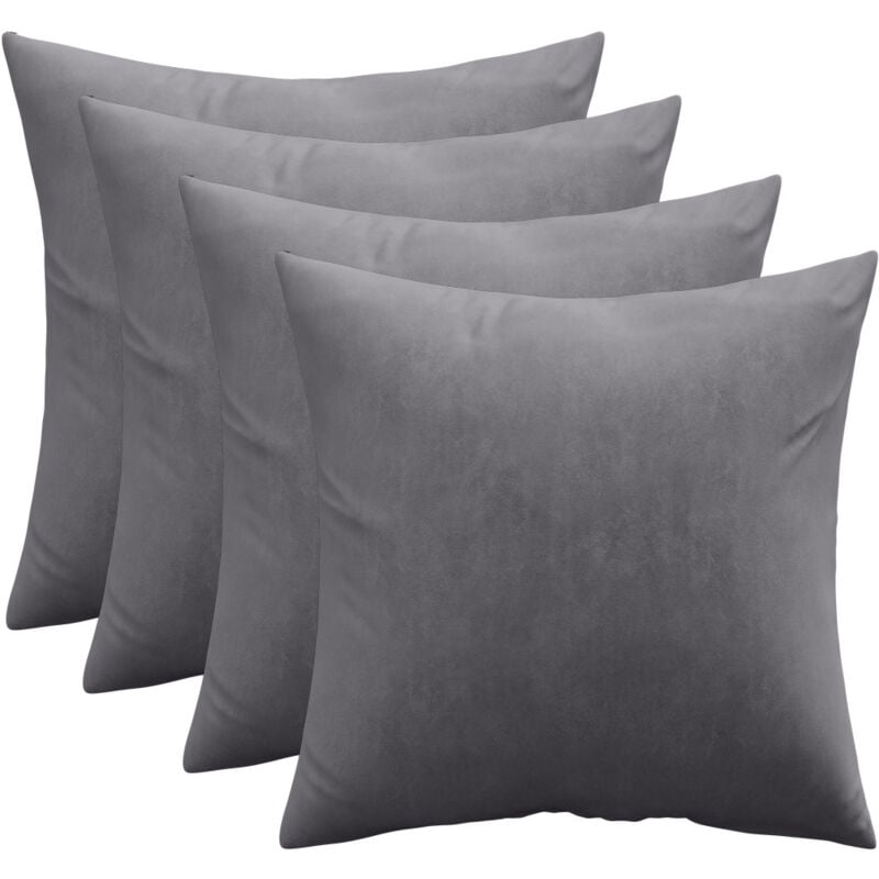 Lot de 4 coussins en velours - housse et garnissage - Mesmal Gris foncé