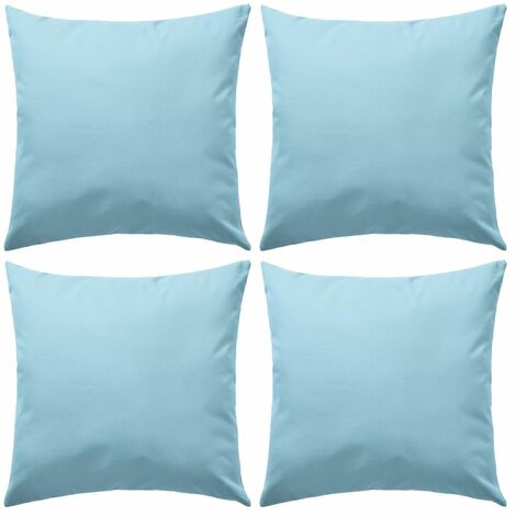 Lot de 4 coussins oreiller pour extérieur décoration jardin 45 x 45 cm bleu clair - bleu