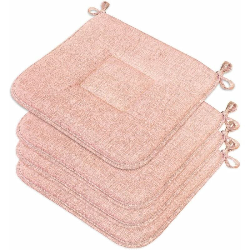 Emmevi Mv S.p.a. - Lot De 4 Coussins Pour Chaise Cuisine Coton Doux Lavables Universelles Couleur Pastel Unie - Rose