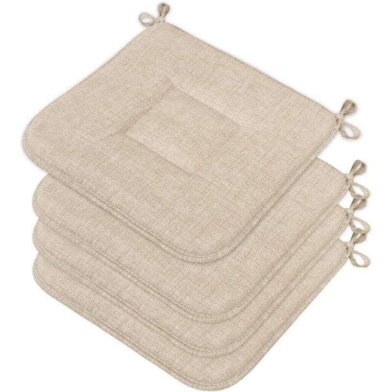 Emmevi Mv S.p.a. - Lot De 4 Coussins Pour Chaise Cuisine Coton Doux Lavables Universelles Couleur Pastel Unie - Beige