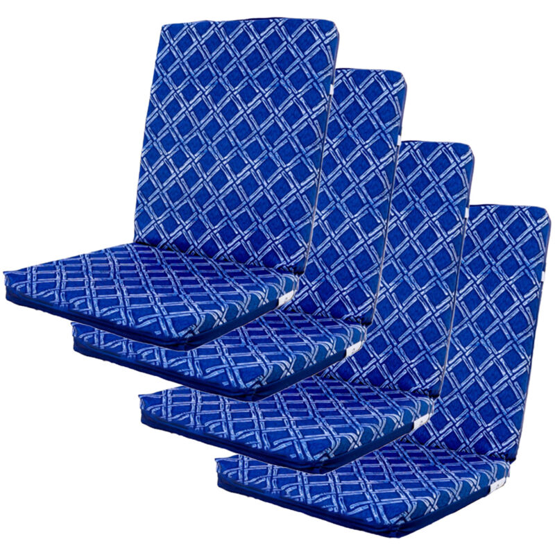 Deco Arts - Lot de 4 Coussins pour chaises 95 x 40 cm motif Nautique Bleu
