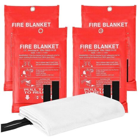 Lot de 4 couvertures anti-feu d'urgence pour la maison -