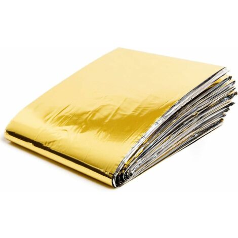 Lot de 4 couvertures hygiéniques en tissu hysothermique, 210 x 160 cm, couverture thermique d'urgence, couverture survie, protège contre la chaleur et le froid Or,