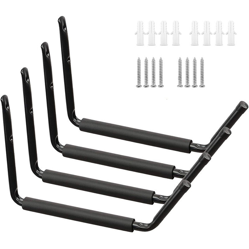 Lot de 4 Crochet de Garage, Crochets de Rangement pour Kayak, Surf, Echelle, Vélo, Support Mural Robuste pour l'Organisation d'outils Electriques,