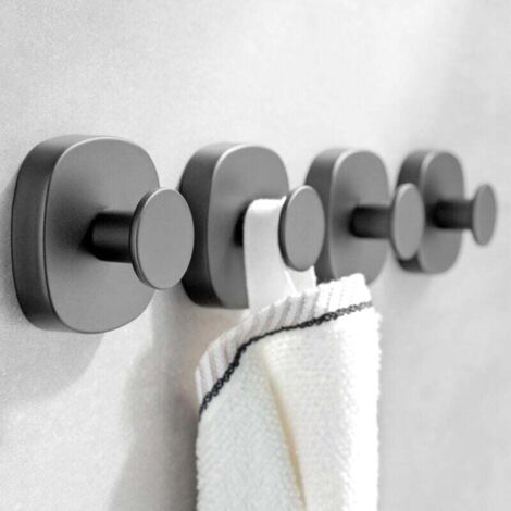 Lot de 4 crochets à ventouse pour douche, crochets de porte robustes en acier inoxydable gris