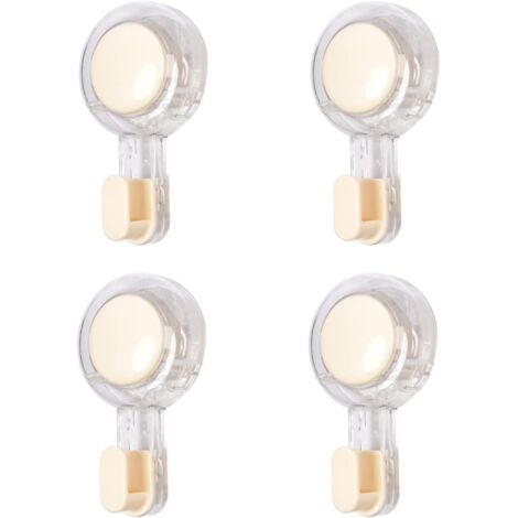 Lot de 4 crochets à ventouse puissants 3 kg Crochets à serviette sans perçage Crochet à ventouse réutilisable Crochet à serviette de salle de bain pour clés Peignoir Cuisine (Blanc crème)