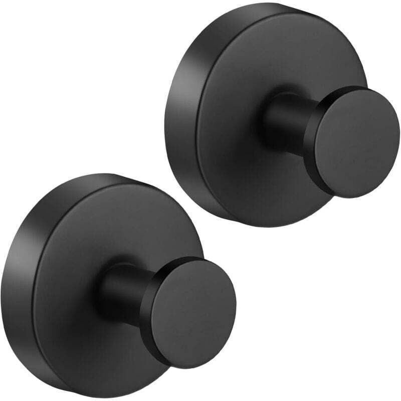 Lot de 4 crochets à ventouse sans perçage, en acier inoxydable, étanches et réutilisables, pour salle de bain, carrelage, serviette de douche (noir,