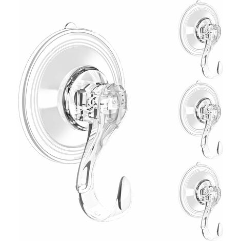 Lot de 4 crochets à ventouse transparents et résistants pour fenêtre en verre, salle de bain, douche