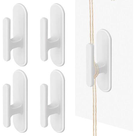 Lot de 4 Crochets adhésifs pour Cordon de Store, Crochets adhésifs pour Enrouleur de Cordon de Store (Blanc)