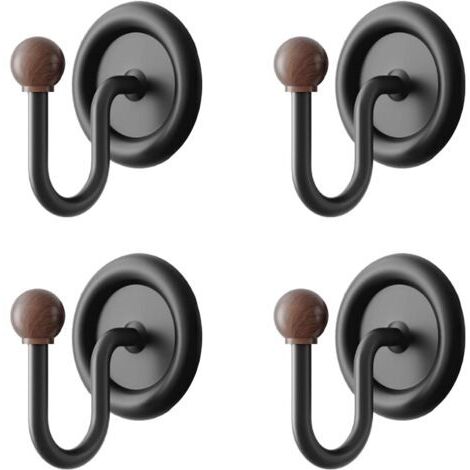Lot de 4 Crochets Adhésifs Sans Percer – Ronds avec Veines de Bois, Multifonction pour Serviettes & Robes de Bain, Supports à Murs pour Salle de Bain, Cuisine
