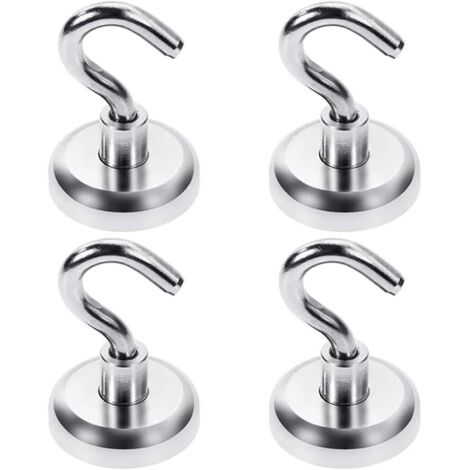 Lot de 4 crochets aimantés en néodyme - 25 mm - Pour cuisine, salle de bain, garage, bureau