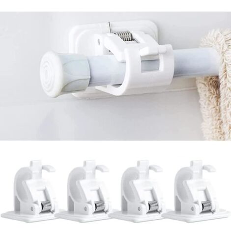 Lot De 4 Crochets Auto-Adhésifs Pour Tringle à Rideaux Sans Perçage, Tringle à Rideau à Coller, Porte-Tringle à Rideaux
