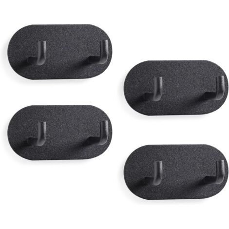 Lot de 4 crochets auto-adhésifs robustes noirs