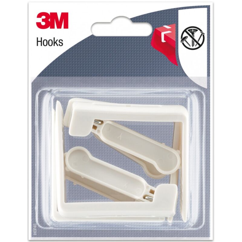 Lot de 4 crochets &agrave; clipser 3M, blanc