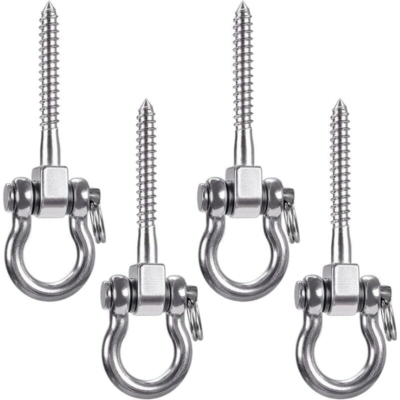 Lot de 4 crochets de balançoire robustes à 180 °, hamac de yoga, corde pour pneus, chaises, sac de sable, sac de frappe, porche