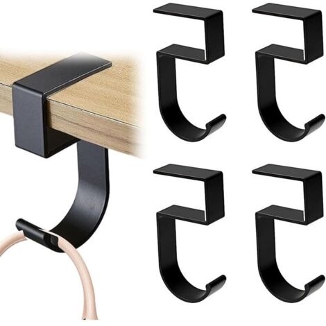 Lot de 4 crochets de bureau portables en aluminium pour étudiant et bureau, sans clous, support de sac à main, support de sac à main, support pour casque, sac à dos