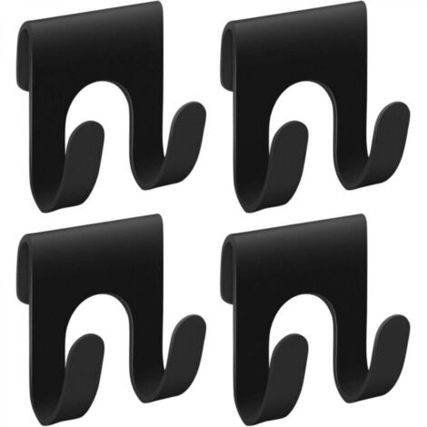 Lot de 4 crochets de douche noirs, support de rasoir pour douche, étagère en métal, crochets de support de douche, cintres de salle de bain,double crochet d'étagère de douche Shower Caddy Hook