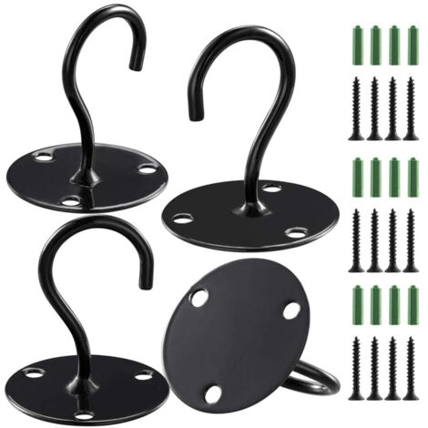 Lot de 4 crochets de plafond en métal pour suspendre plantes, lanternes et pots de fleurs, décoration extérieure